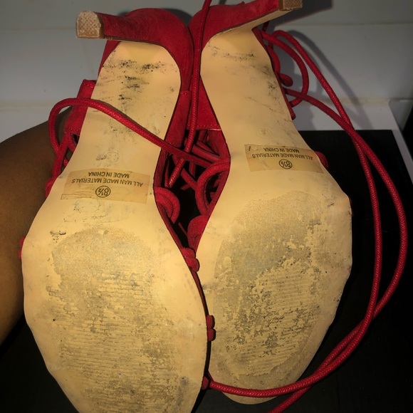 Red strappy single sole heels - Picture 5 of 6